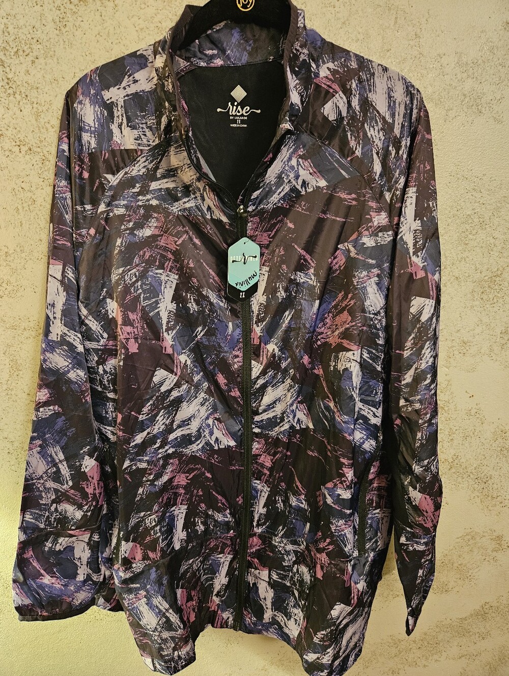 LuLaRoe Determined Rise Collection Jacket Women 2XL Purple Black Lightweight NWT